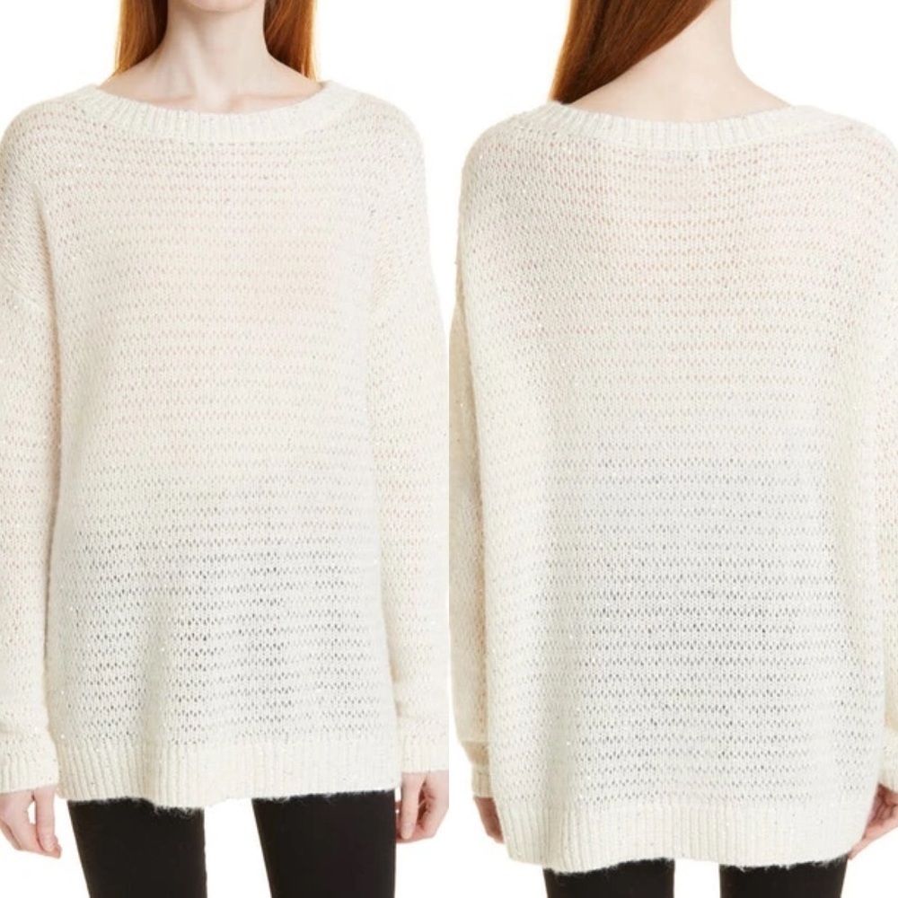 NEW Nordstrom Signature Cashmere Sequin Sweater Size Medium Alpaca Wool Knit‎ M